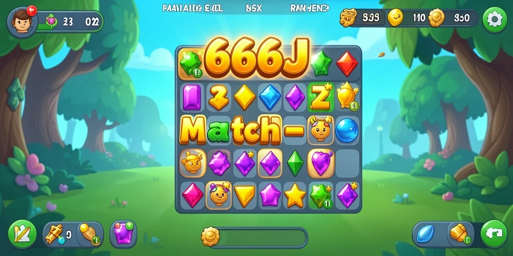 Tampilan gameplay seru dalam permainan Match-3 666J.