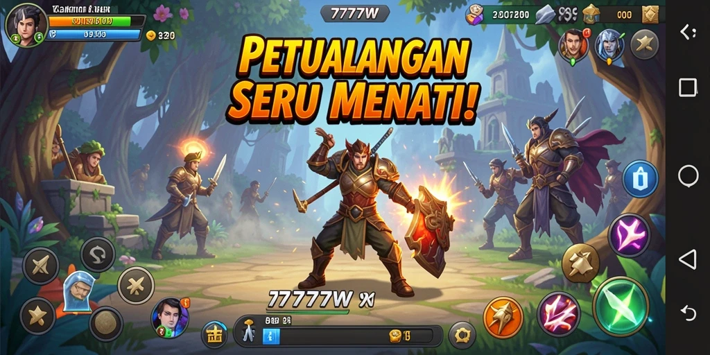 Tampilan gameplay menakjubkan dari 7777W dengan aksi petualangan seru.