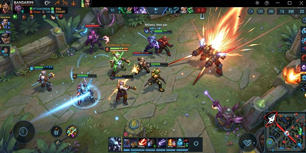 Tampilan gameplay seru di BANDAR99 dengan aksi tim yang dinamis.