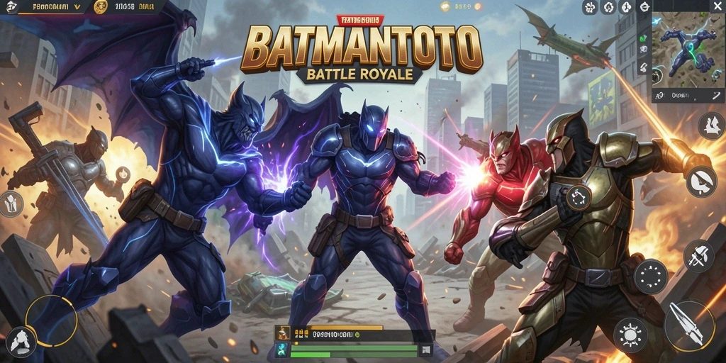 Screenshot gameplay <strong>BATMANTOTO</strong> menunjukkan aksi seru dalam pertempuran Battle Royale.