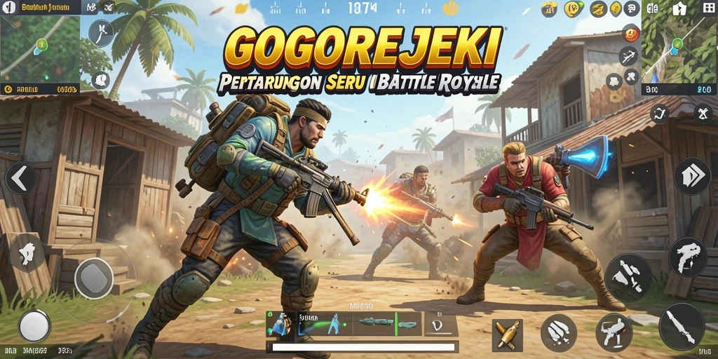 Tampilan gameplay seru GOGOREJEKI dalam pertarungan Battle Royale.