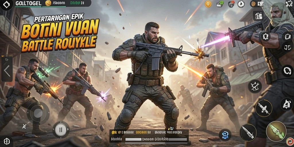 Tampilan gameplay GOLTOGEL yang seru dan mendebarkan dalam pertempuran Battle Royale.