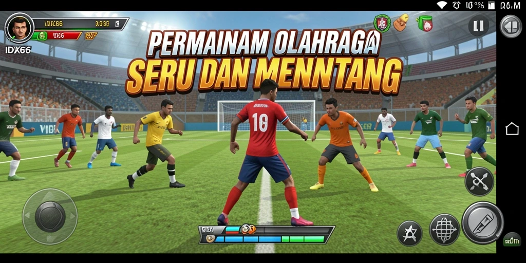 Tampilan gameplay seru dalam IDX66 dengan berbagai cabang olahraga.