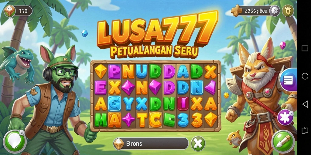 Tampilan gameplay seru di LUSA777 saat mencocokkan item Match-3.