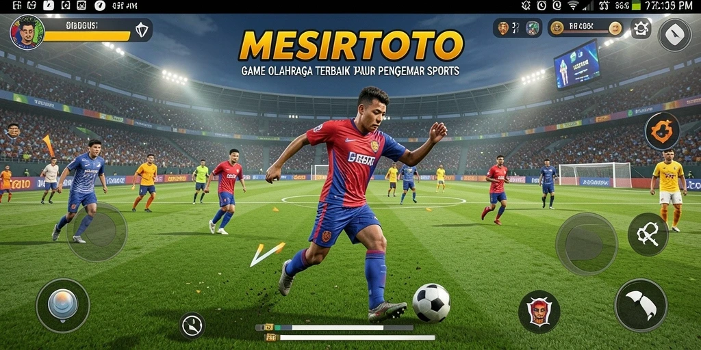 Screenshot utama <strong>MESIRTOTO</strong> menampilkan aksi seru dalam pertandingan olahraga.