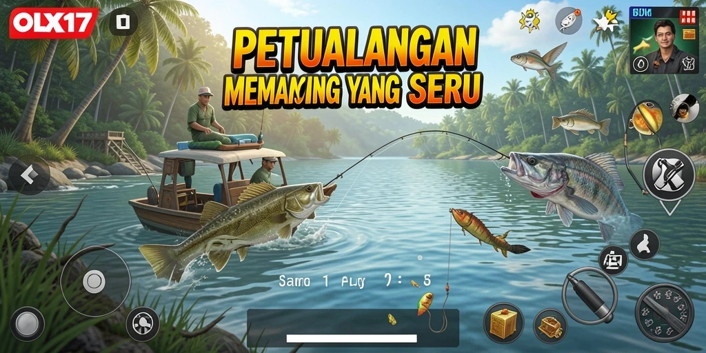 Gameplay OLX17 menampilkan pengalaman memancing yang dinamis dan seru.