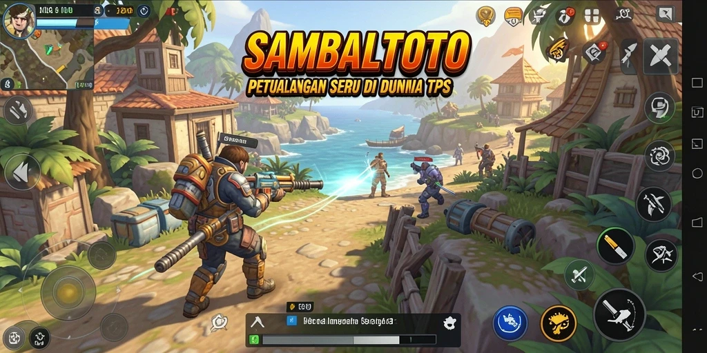 Tangkapan layar gameplay SAMBALTOTO menampilkan aksi mendebarkan di medan pertempuran TPS.