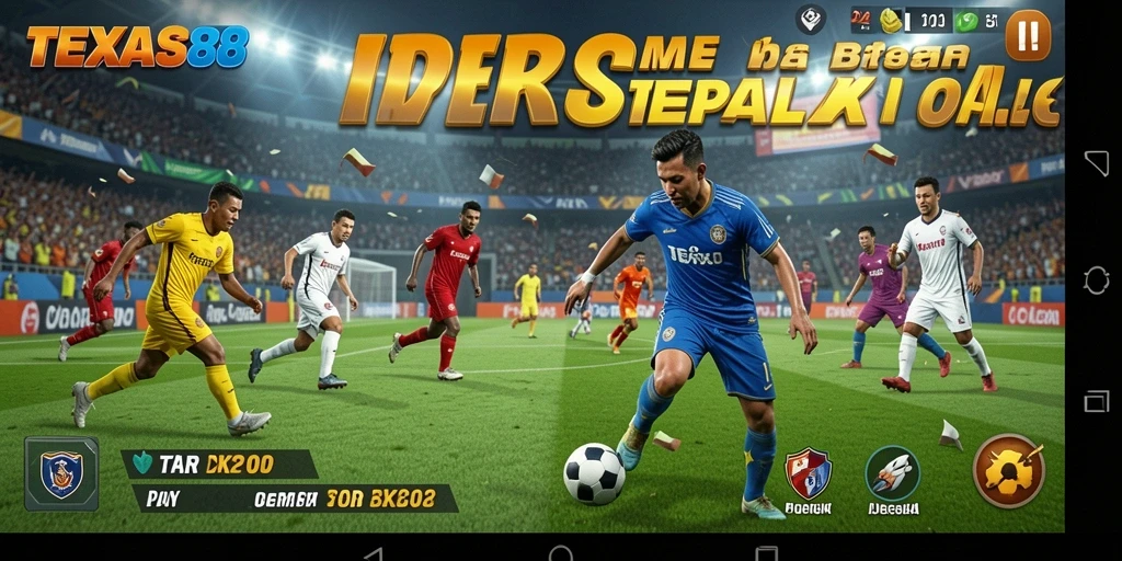 Tampilan gameplay TEXAS88 dengan aksi sepak bola yang mendebarkan.