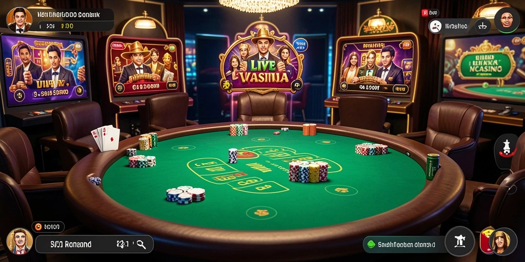 Tampilan gameplay Live Casino yang mendebarkan di V21.